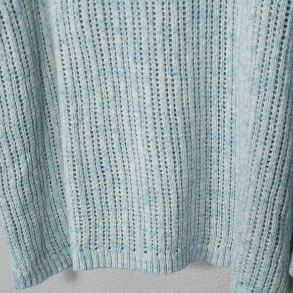 Talbots Cotton Open Knit Sweater Light Blue Plus 2X Soft Dressing - Picture 4 of 8